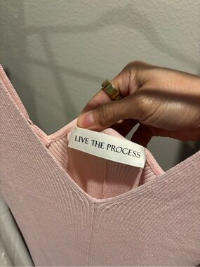 Live The Process Blush Ribbed V-Neck Tank